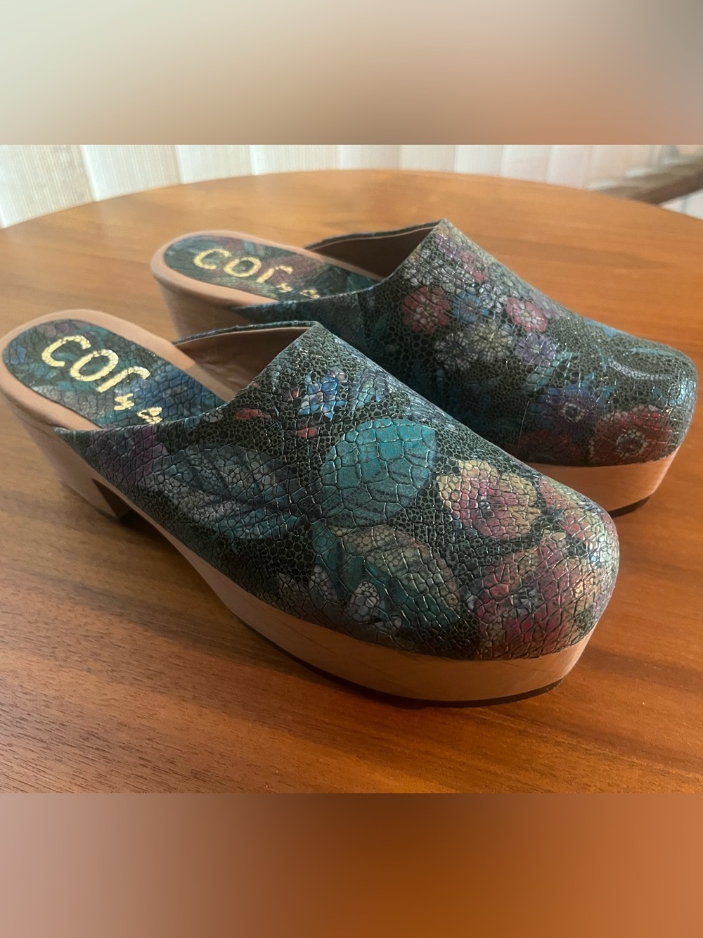 COR by Calleen Cordero Caprina for Johnny Was Size 9 leather and wood clog